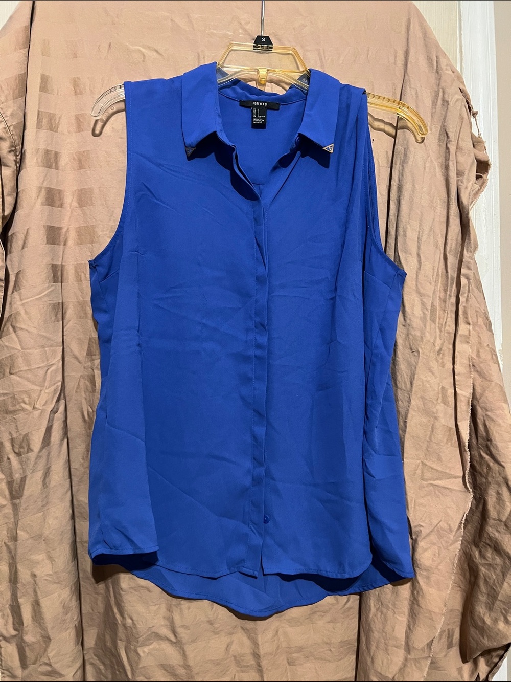 Forever 21 -Cobalt Blue Sleeveless Button-Front Collared Top